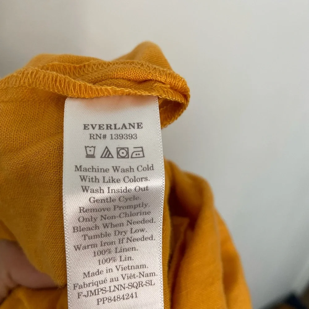 ☀️EVERLANE Square Neck 100% Linen Jumpsuit in Marigold